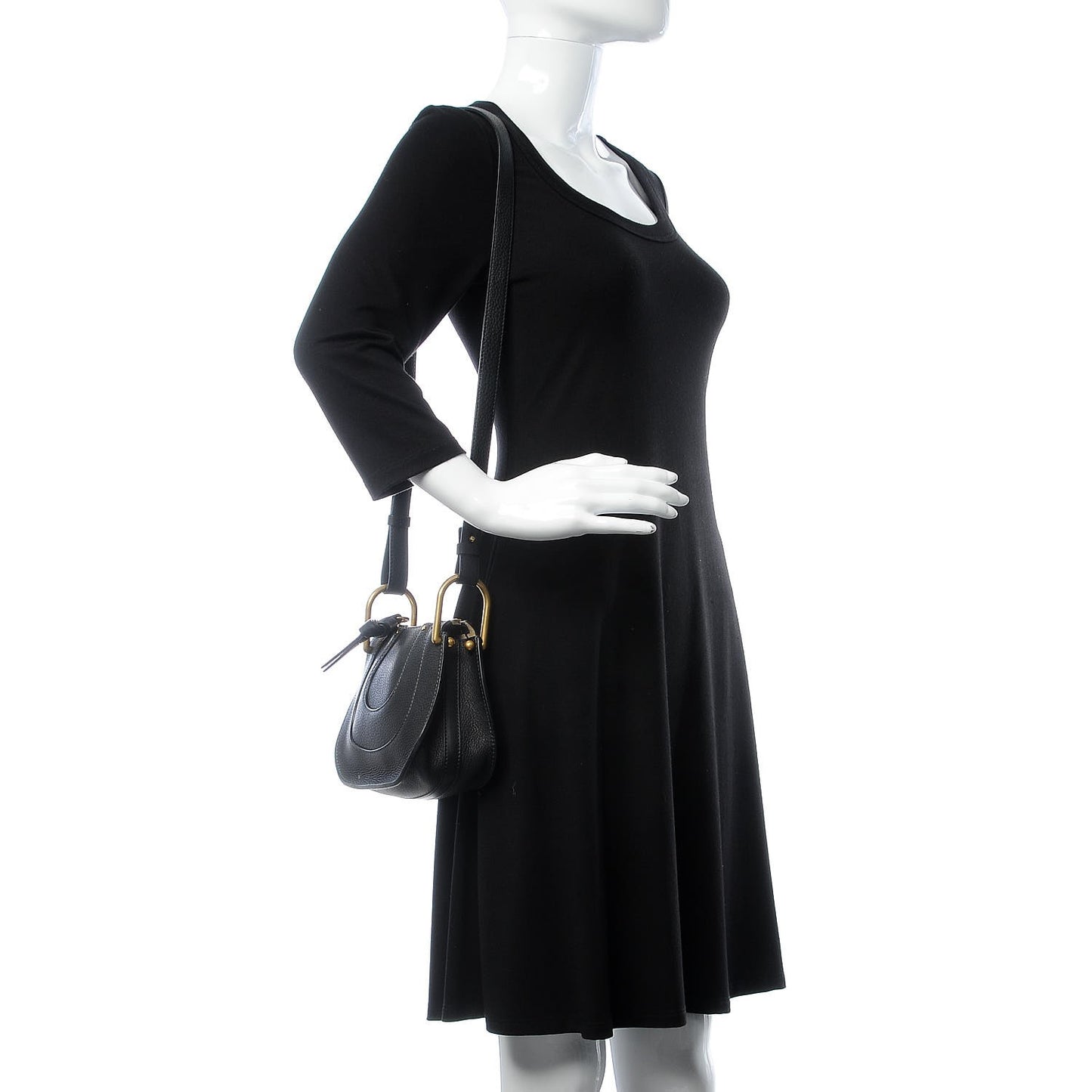 Grained Calfskin Nano Hayley Hobo Black