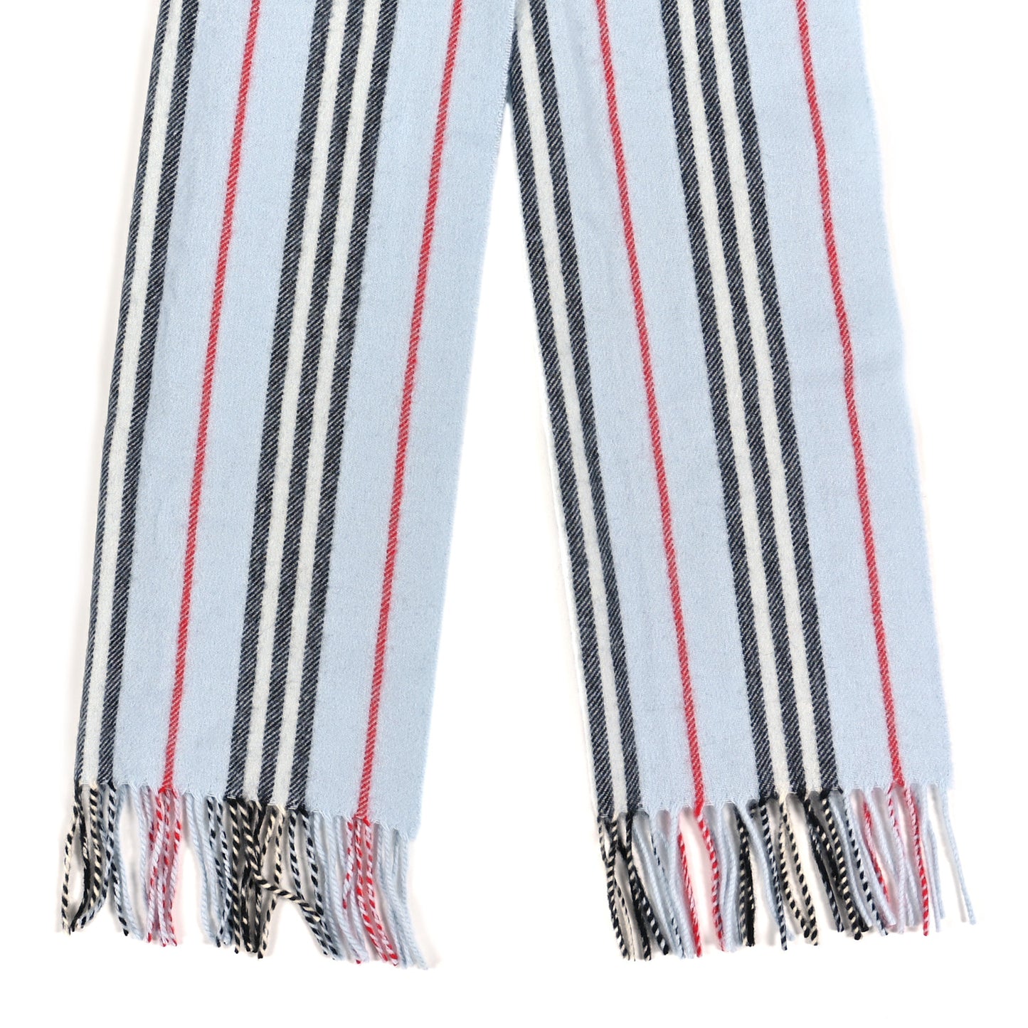 Cashmere Small Icon Stripe Scarf Pale Blue