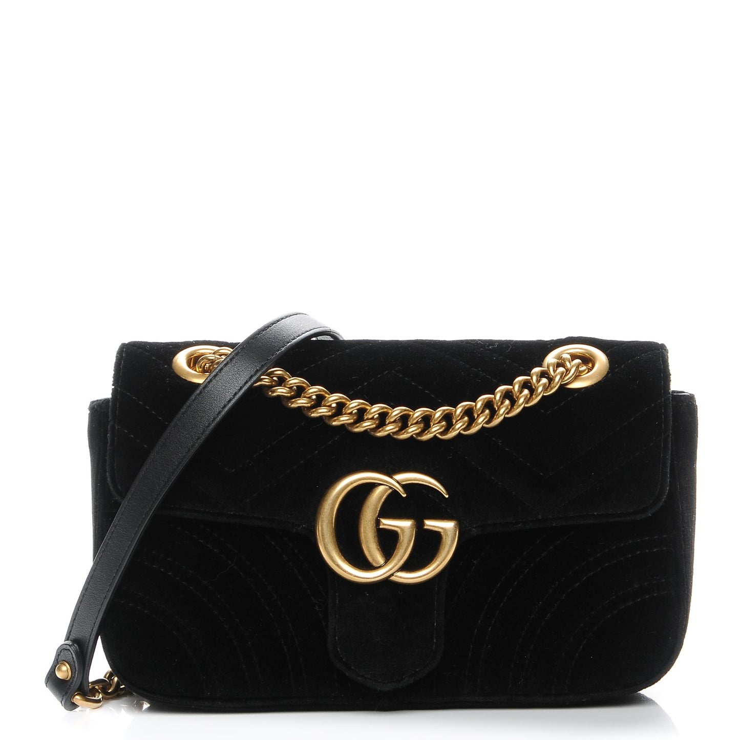 Velvet Matelasse Mini GG Marmont Shoulder Bag Black