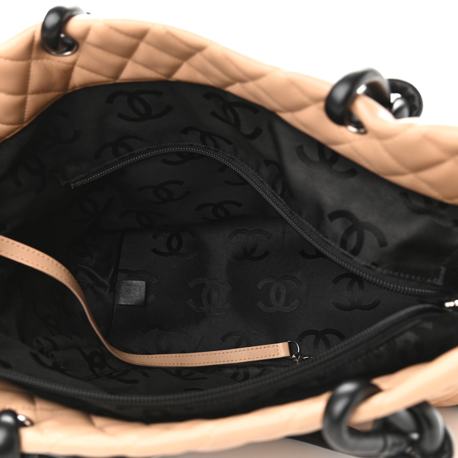 Chanel Calfskin Quilted Large Cambon Tote Beige Black 5 of 11