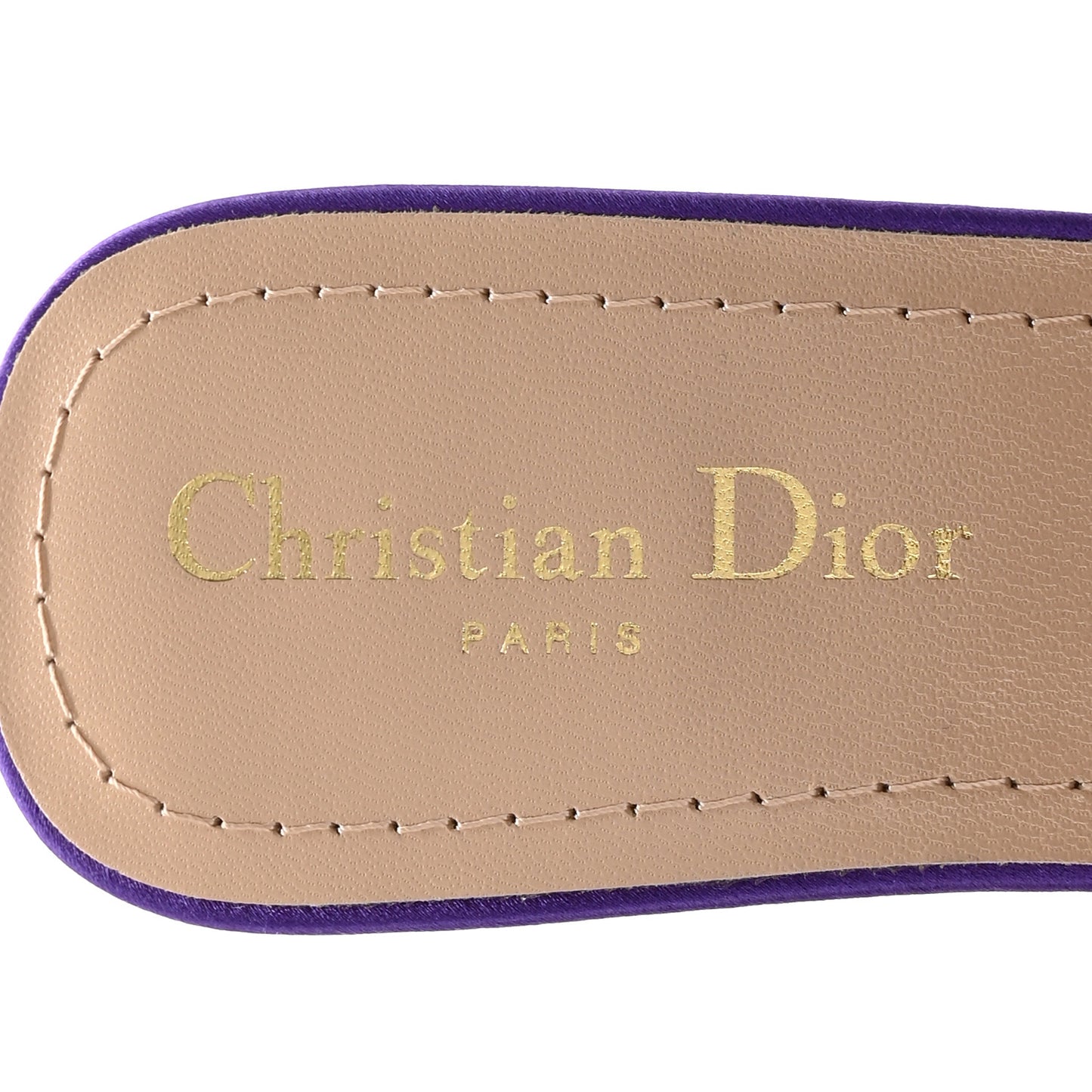Satin Embroidered Dway 35mm Slide Sandals 39.5 Purple