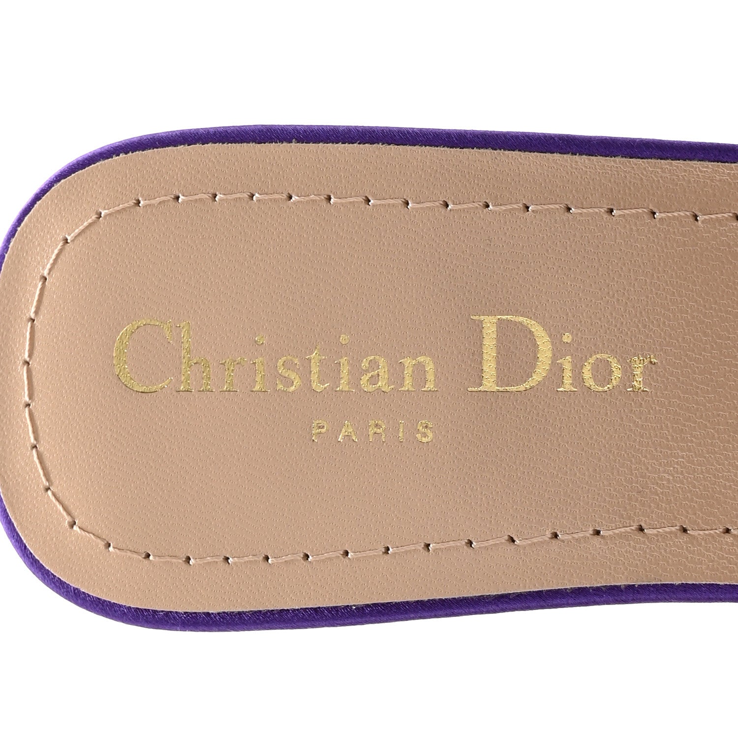 Christian Dior Satin Embroidered Dway 35mm Slide Sandals 39.5 Purple 7 of 10