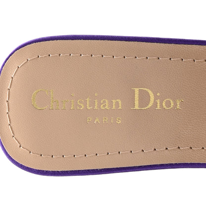 Christian Dior Satin Embroidered Dway 35mm Slide Sandals 39.5 Purple 7 of 10