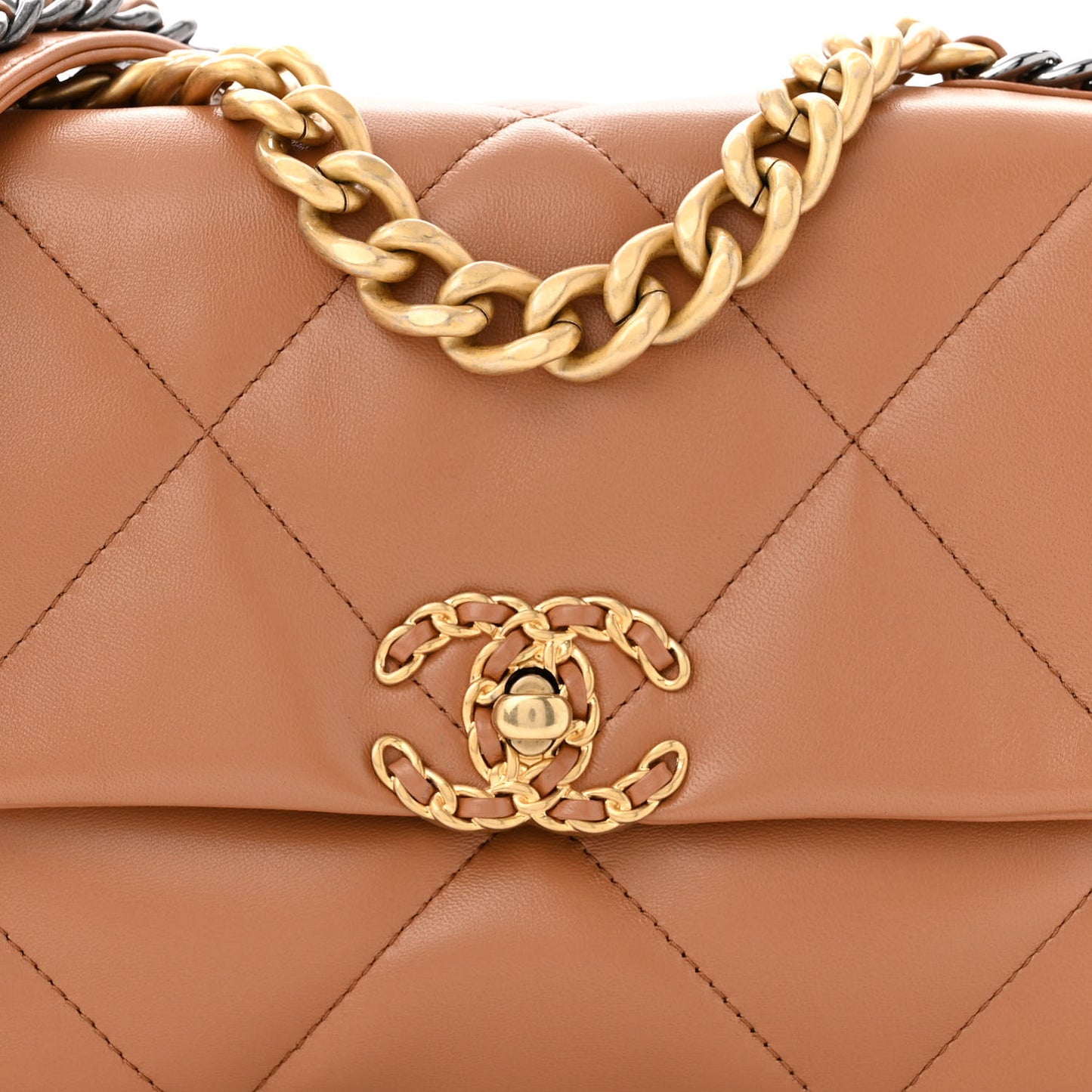 Lambskin Quilted Medium Chanel 19 Flap Brown