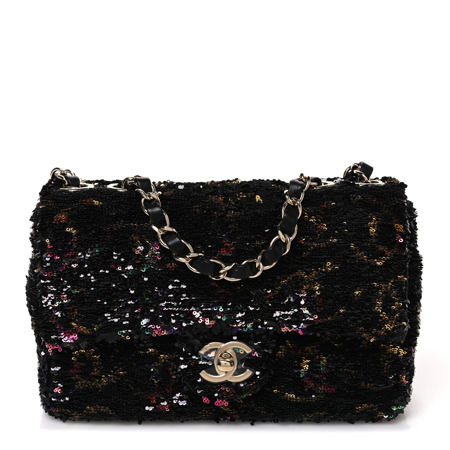 Chanel Sequin CC Small Single Flap Black Multicolor 1 of 10