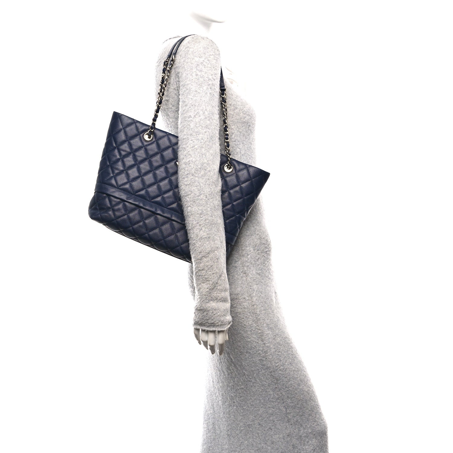 Chanel Caviar Quilted Rolled Up Tote Navy 2 of 10