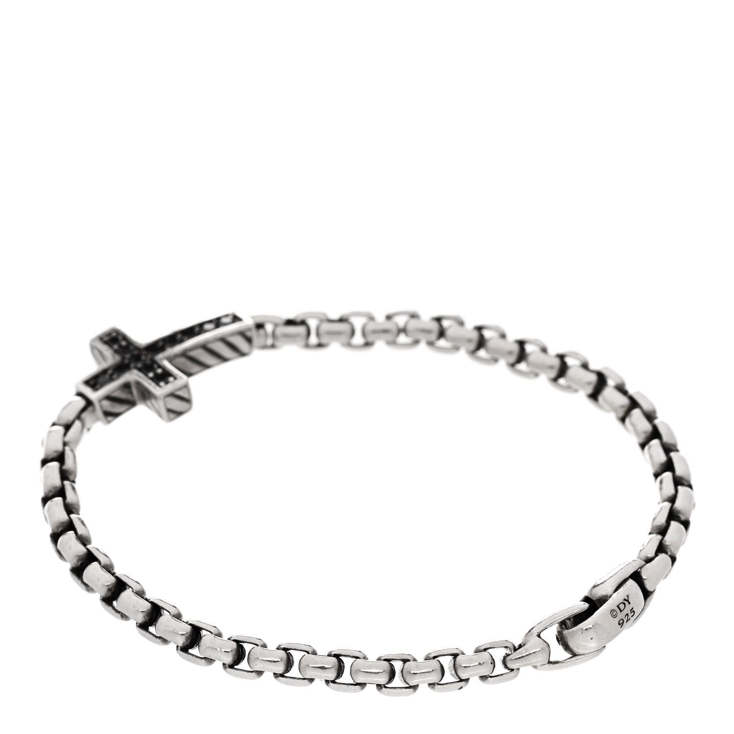 David Yurman Sterling Silver Black Diamond Pave Cross Bracelet 2 of 3