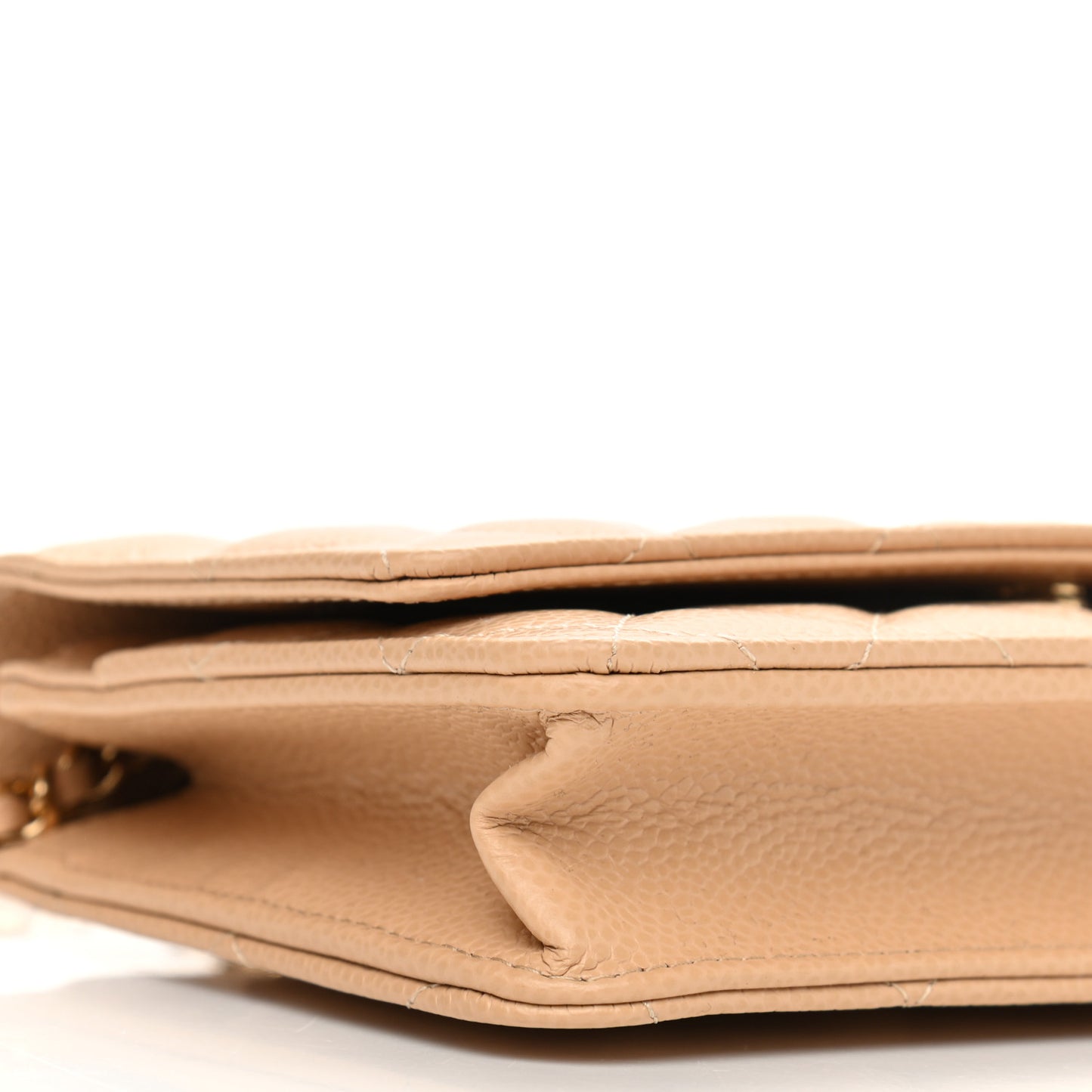 Caviar Quilted Wallet On Chain WOC Beige