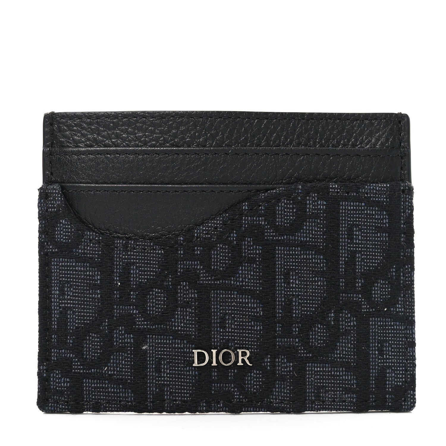 Christian Dior Oblique Grained Calfskin Marquetry Saddle Card Holder Black 1 of 7