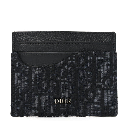 Christian Dior Oblique Grained Calfskin Marquetry Saddle Card Holder Black 1 of 7