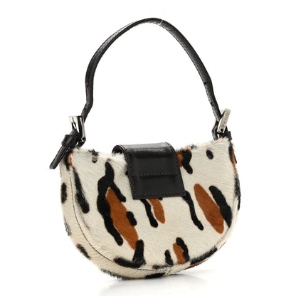 Fendi Calf Hair Leopard Print Croissant White Brown 3 of 12
