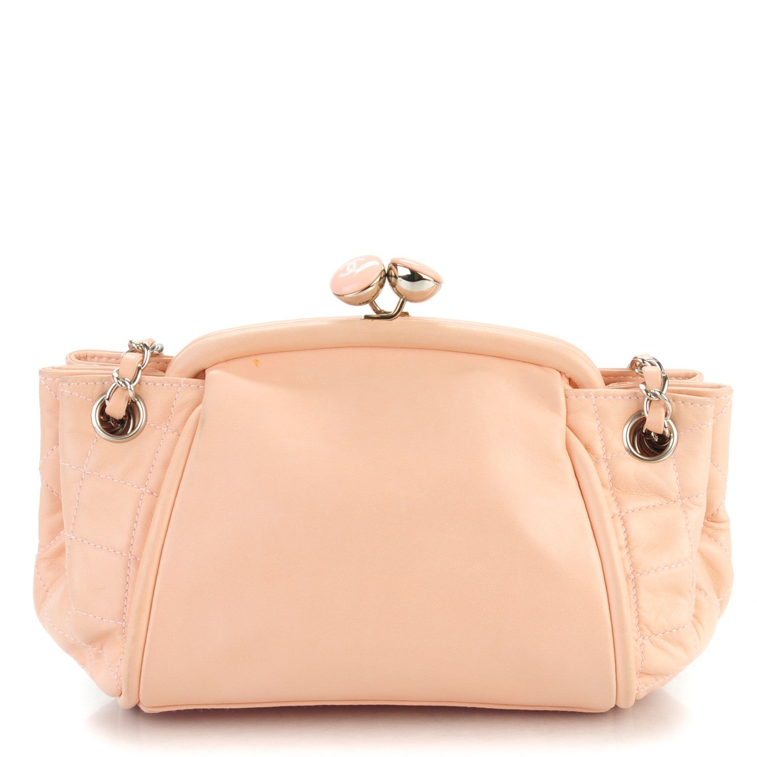 Chanel Lambskin CC Kiss Lock Accordion Bag Rose Clair 162889