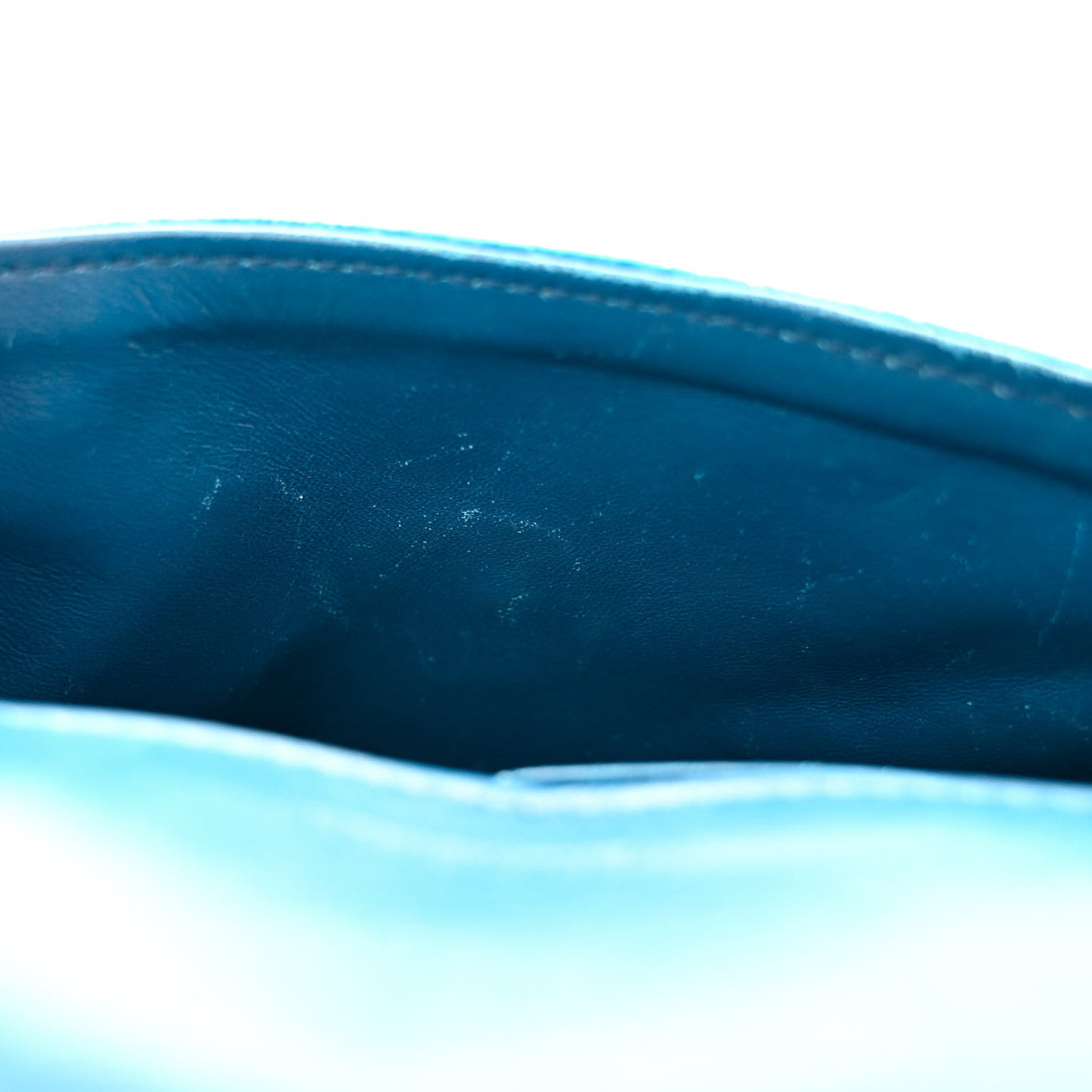 Velvet Logo Matelasse BB Chain Wallet Teal Blue