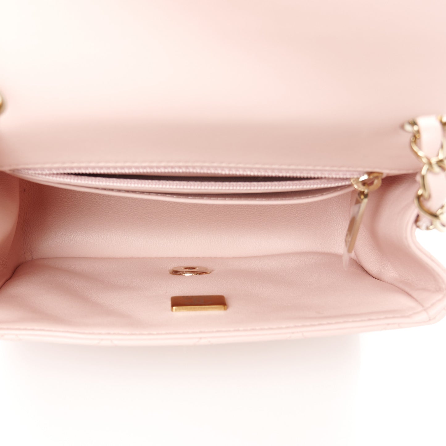 Lambskin Quilted Mini Square Flap Light Pink
