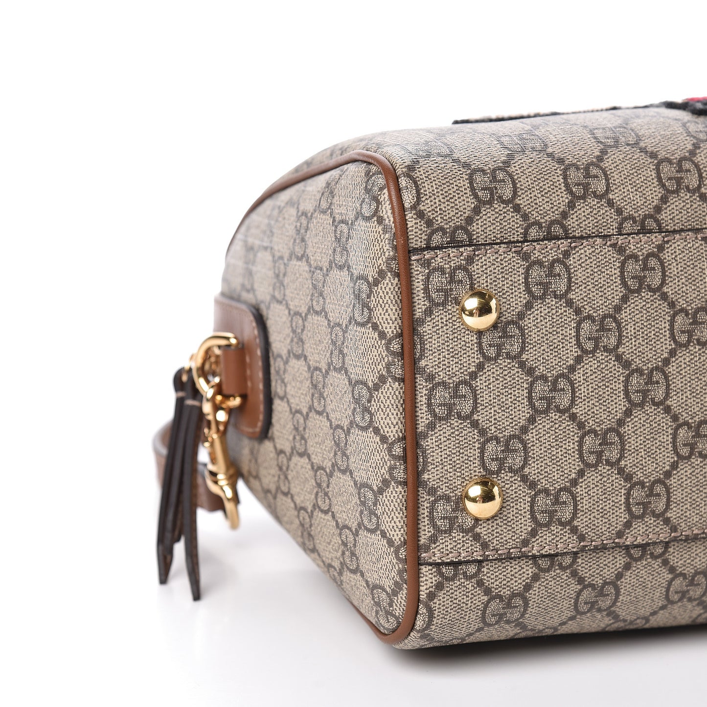 GG Supreme Monogram Bee Embroidered Small Boston Beige Tuscany