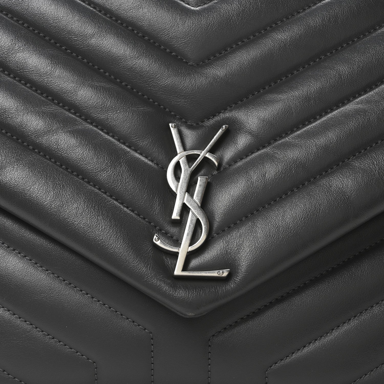 Saint Laurent Calfskin Y Quilted Monogram Large Loulou Chain Satchel Earth 8 of 10