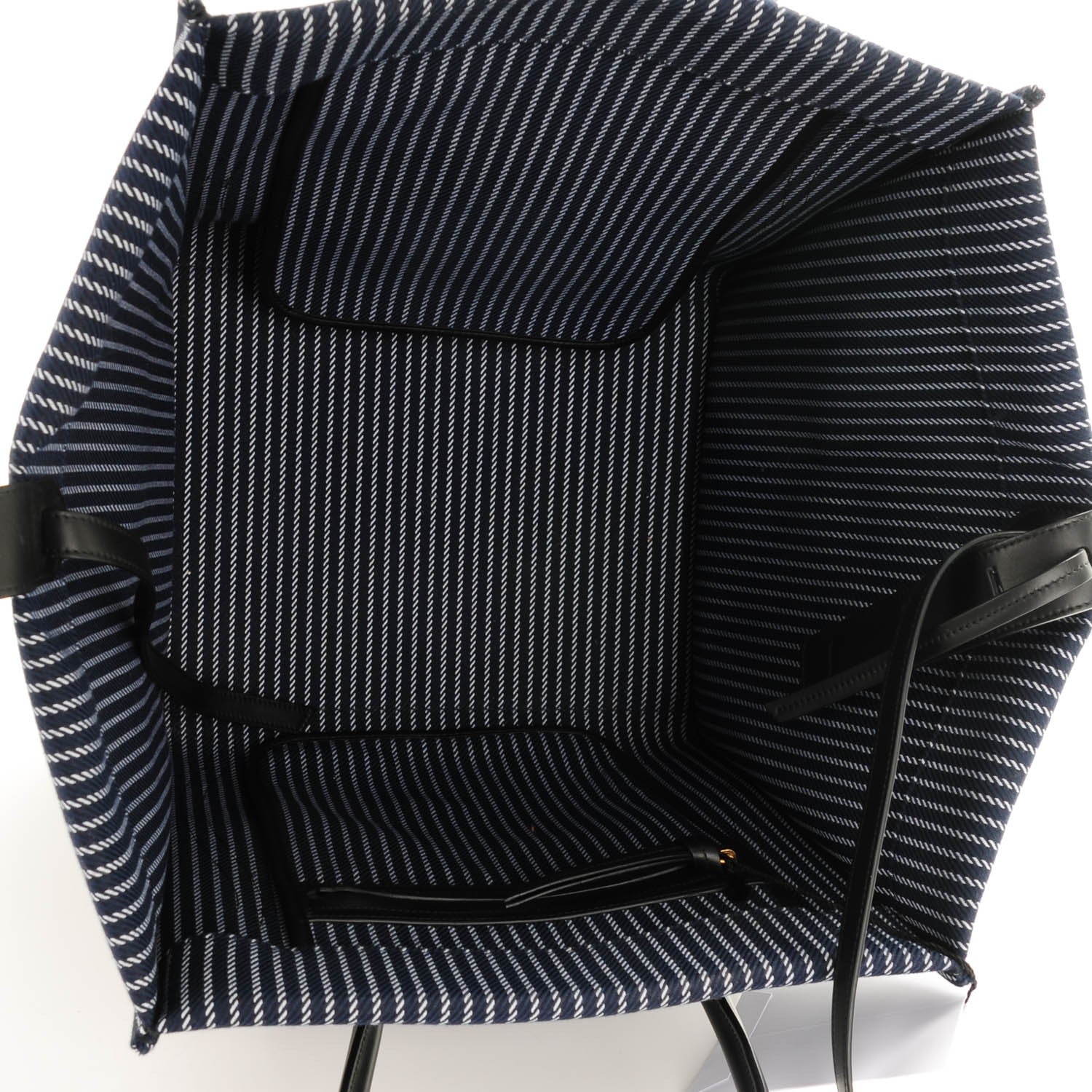 Celine Cotton Canvas Striped Medium Phantom Luggage Navy White 5 of 7