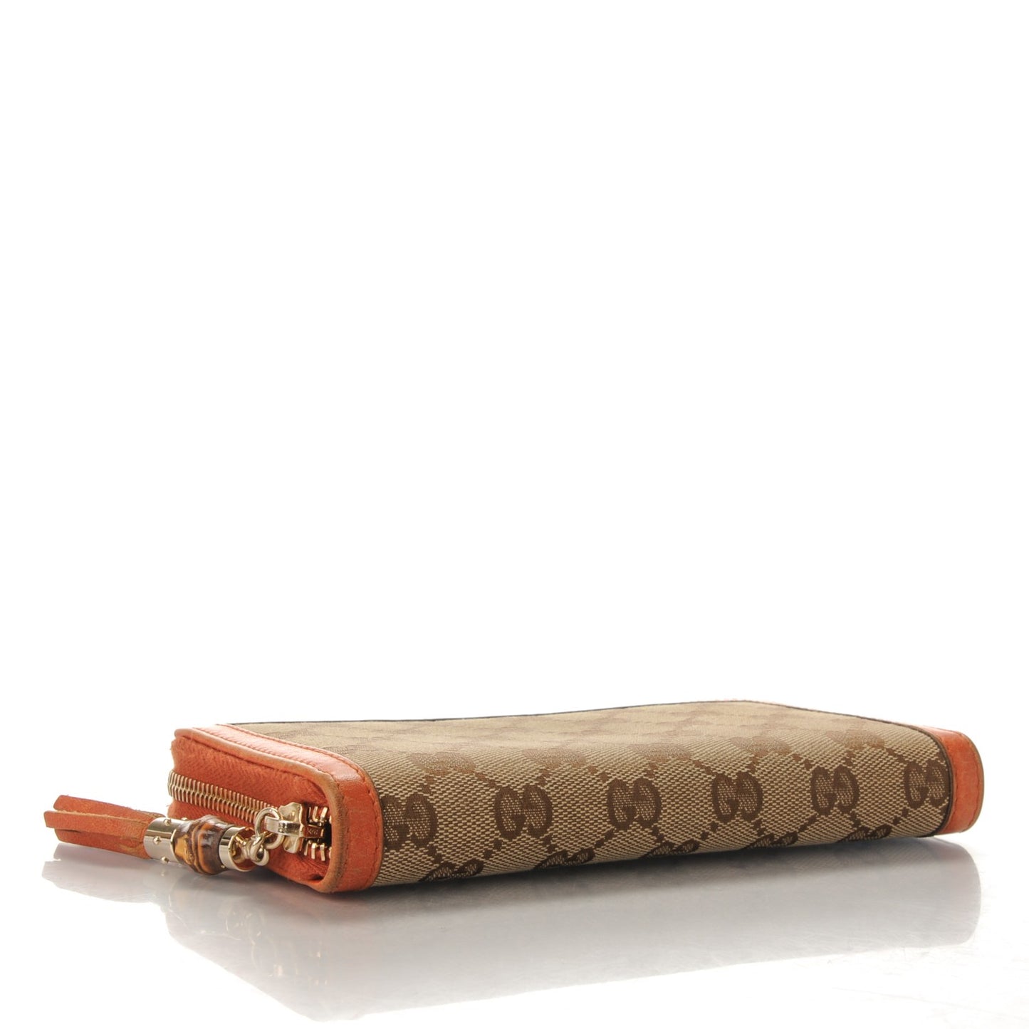 Monogram Bamboo Tassel Zip Around Wallet Orange