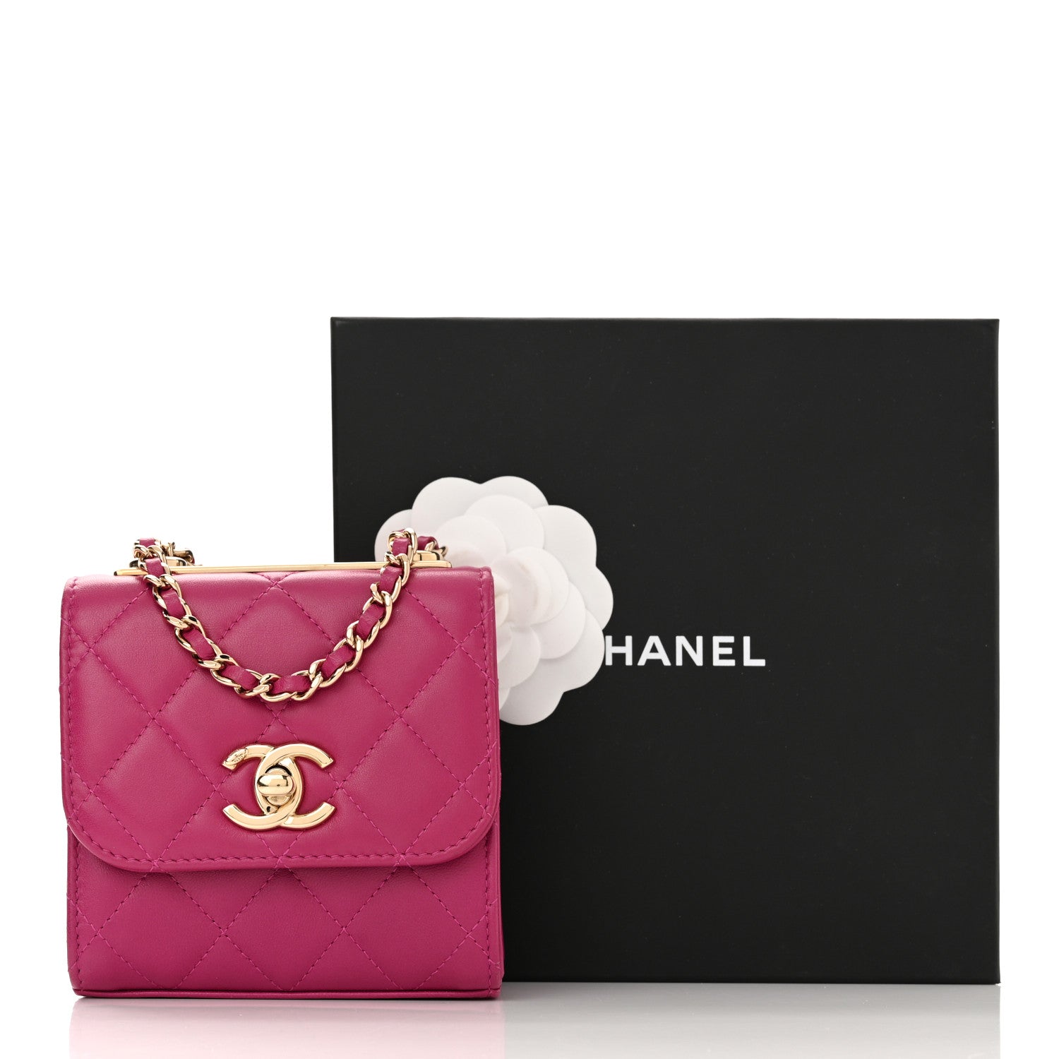 Chanel Lambskin Quilted Mini Trendy CC Clutch With Chain Fuchsia 11 of 11