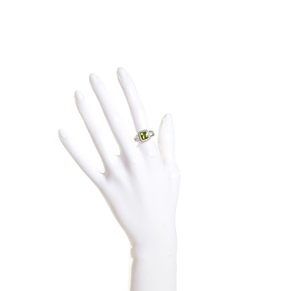David Yurman Sterling Silver Diamond Peridot 7mm Petite Albion Ring 52 6 2 of 4