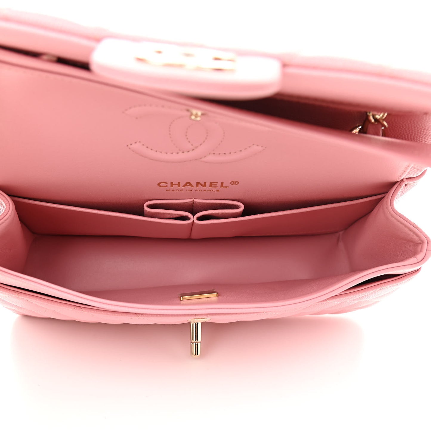 Caviar Quilted Small Double Flap Pink