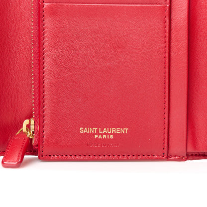 Saint Laurent Lambskin Matelasse Monogram Vicky Tri-Fold Wallet Black 8 of 14