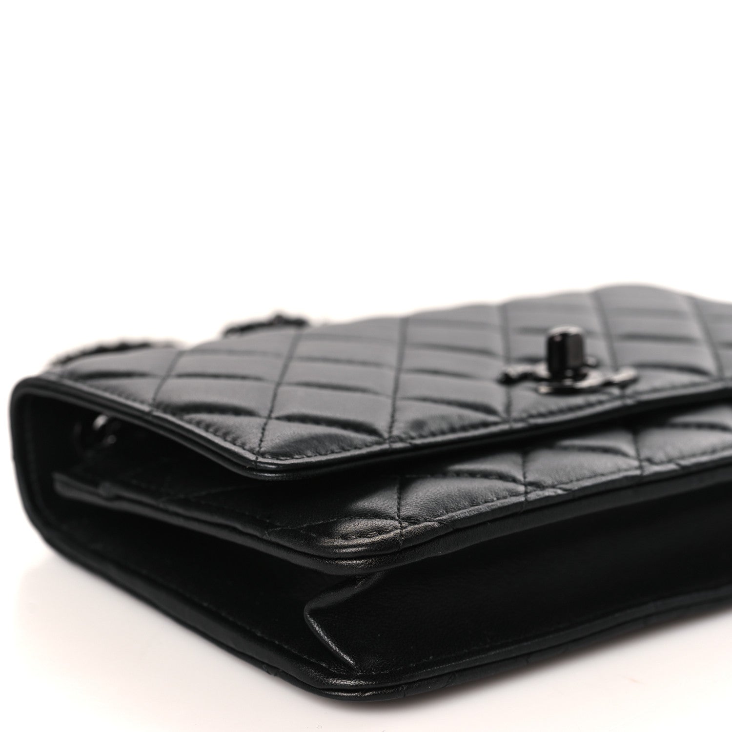 Chanel Lambskin Quilted Trendy CC Wallet On Chain WOC So Black 9 of 10