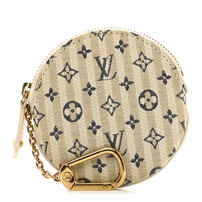 Louis Vuitton Mini Lin Croisette Round Coin Purse Blue 1 of 9