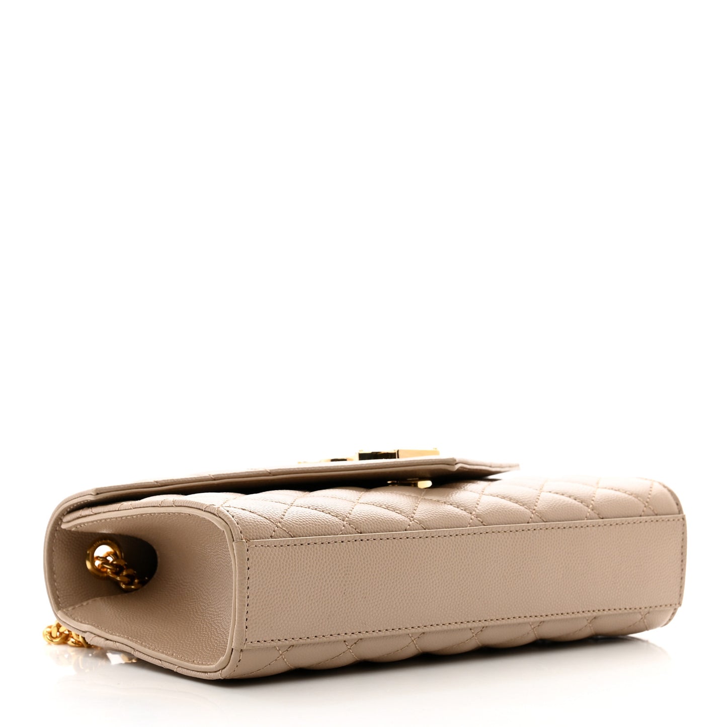 Grain De Poudre Textured Mixed Matelasse Triquilt Small Monogram Satchel Dark Beige