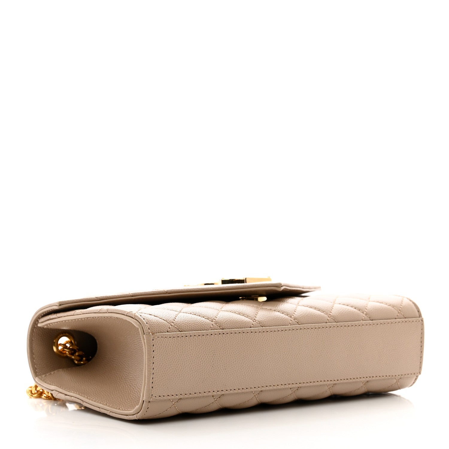 Saint Laurent Grain De Poudre Textured Mixed Matelasse Triquilt Small Monogram Satchel Dark Beige 4 of 10