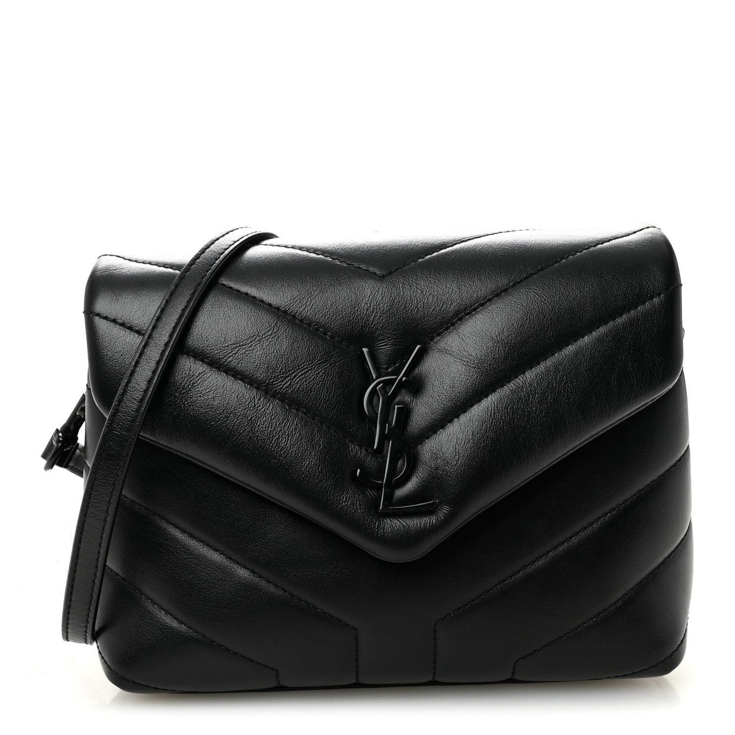 Saint Laurent Calfskin Y Quilted Monogram Monochrome Toy Loulou Crossbody Bag Black 1 of 10