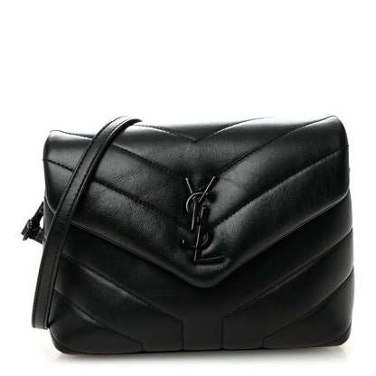 Saint Laurent Calfskin Y Quilted Monogram Monochrome Toy Loulou Crossbody Bag Black 1 of 10