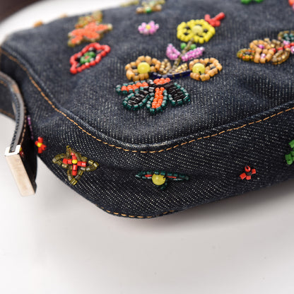 Fendi Denim Ricami Beaded Baguette Blue 14 of 14