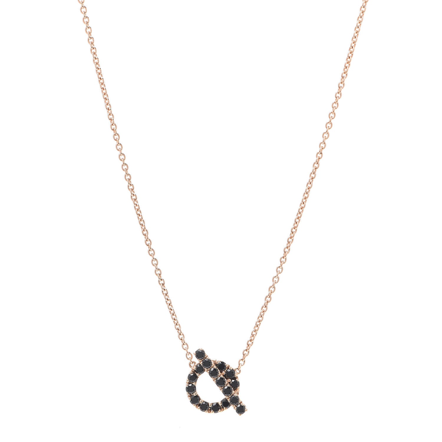 Hermes 18K Rose Gold Black Spinel Finesse Pendant Necklace 1 of 6