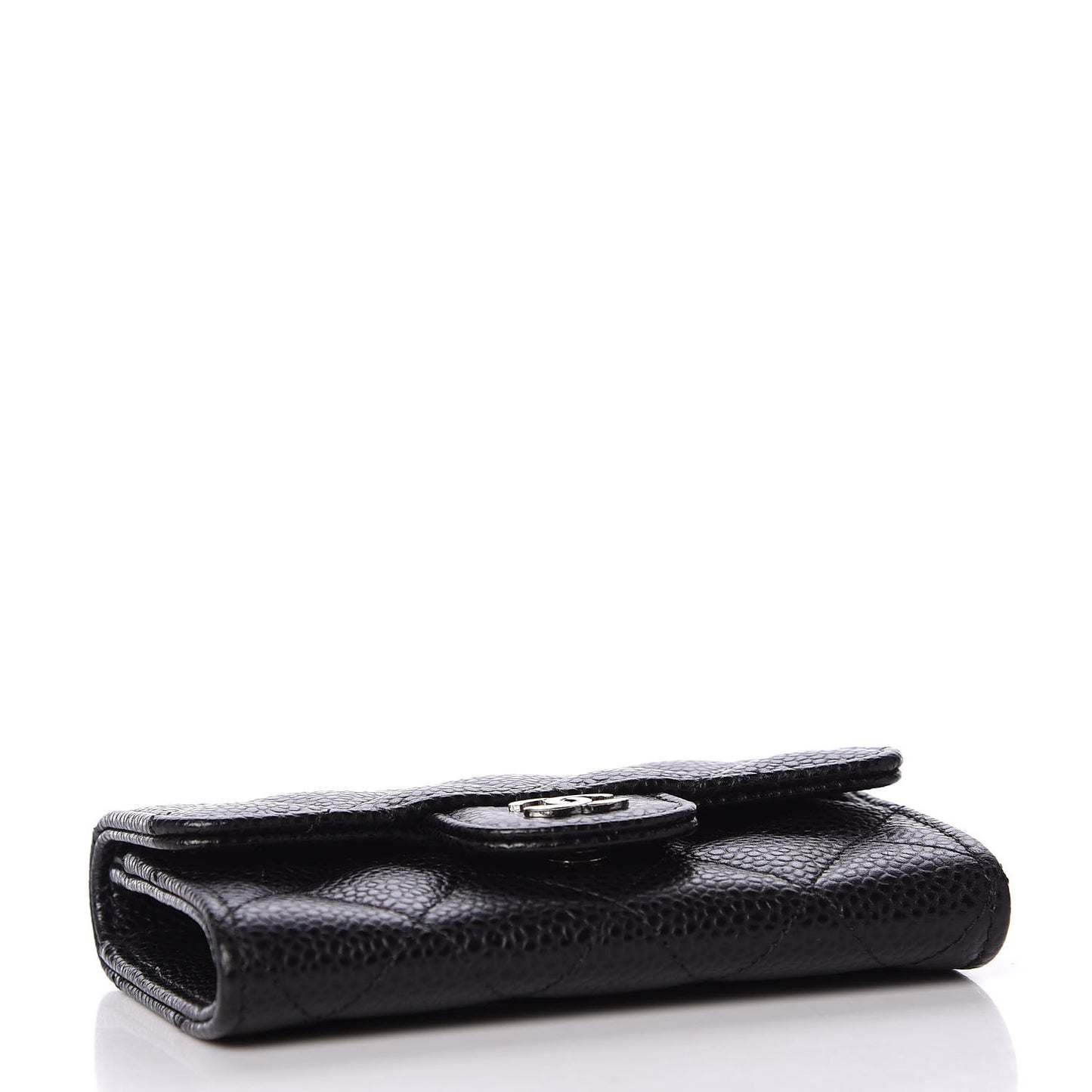 Caviar Quilted Flap Card Holder Black