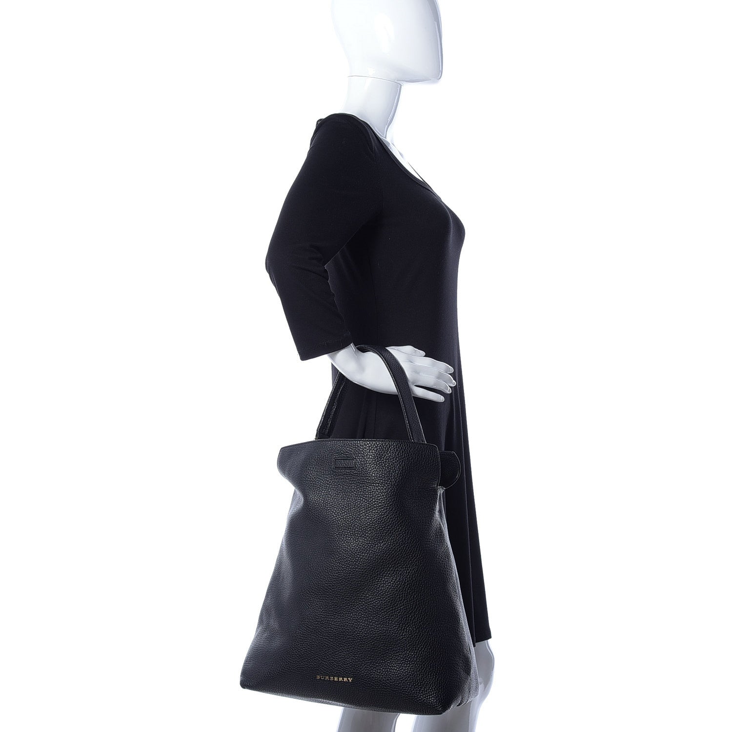 Burberry London Grainy Calfskin Medium Cale Hobo Black 2 of 11