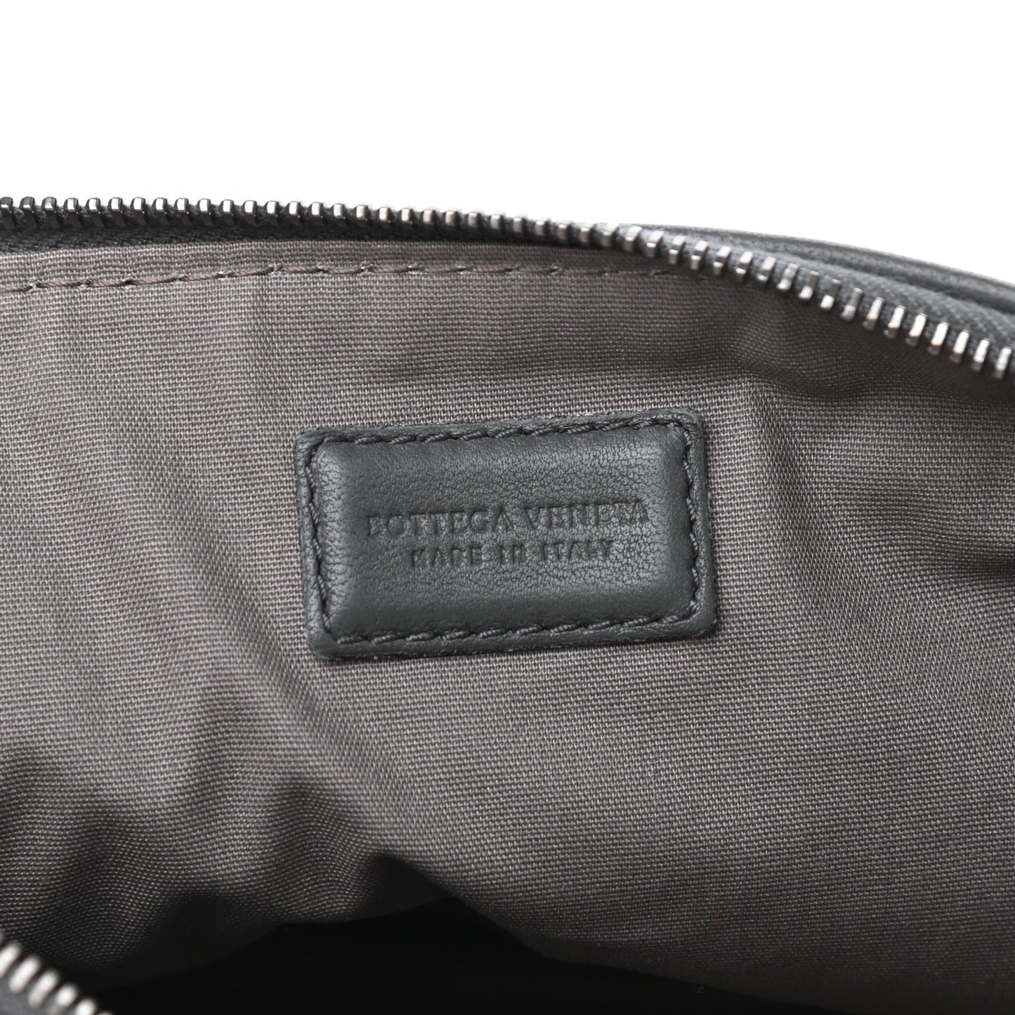 Nappa Intrecciato Flat Zip Biletto Pouch Light Grey