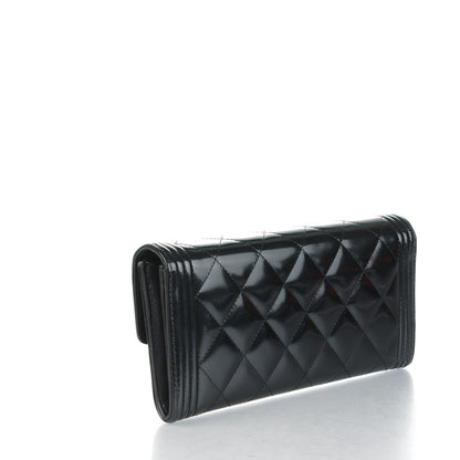 Chanel Iridescent Glazed Calfskin Quilted Boy Flap Wallet Black 3 of 8