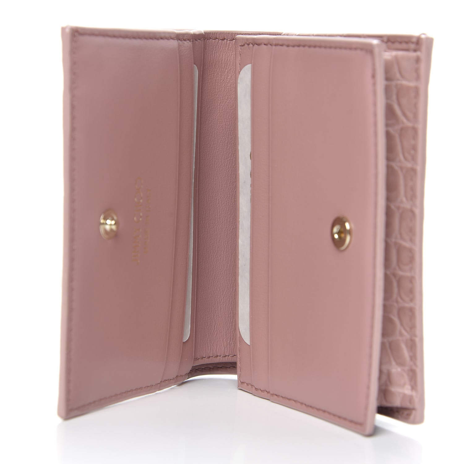 Jimmy Choo Calfskin Crocodile Embossed Hanne Wallet Blush 5 of 7
