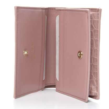 Jimmy Choo Calfskin Crocodile Embossed Hanne Wallet Blush 5 of 7