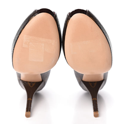 Louis Vuitton Patent Monogram Rosemary Peep Toe Pumps 37 5 of 8