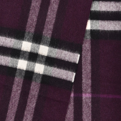 Burberry Cashmere Giant Check Icon Stripe Fringe Scarf Purple 3 of 5