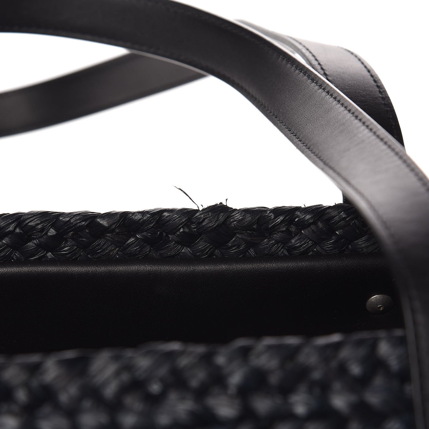 Raffia Medium Panier Bag Black