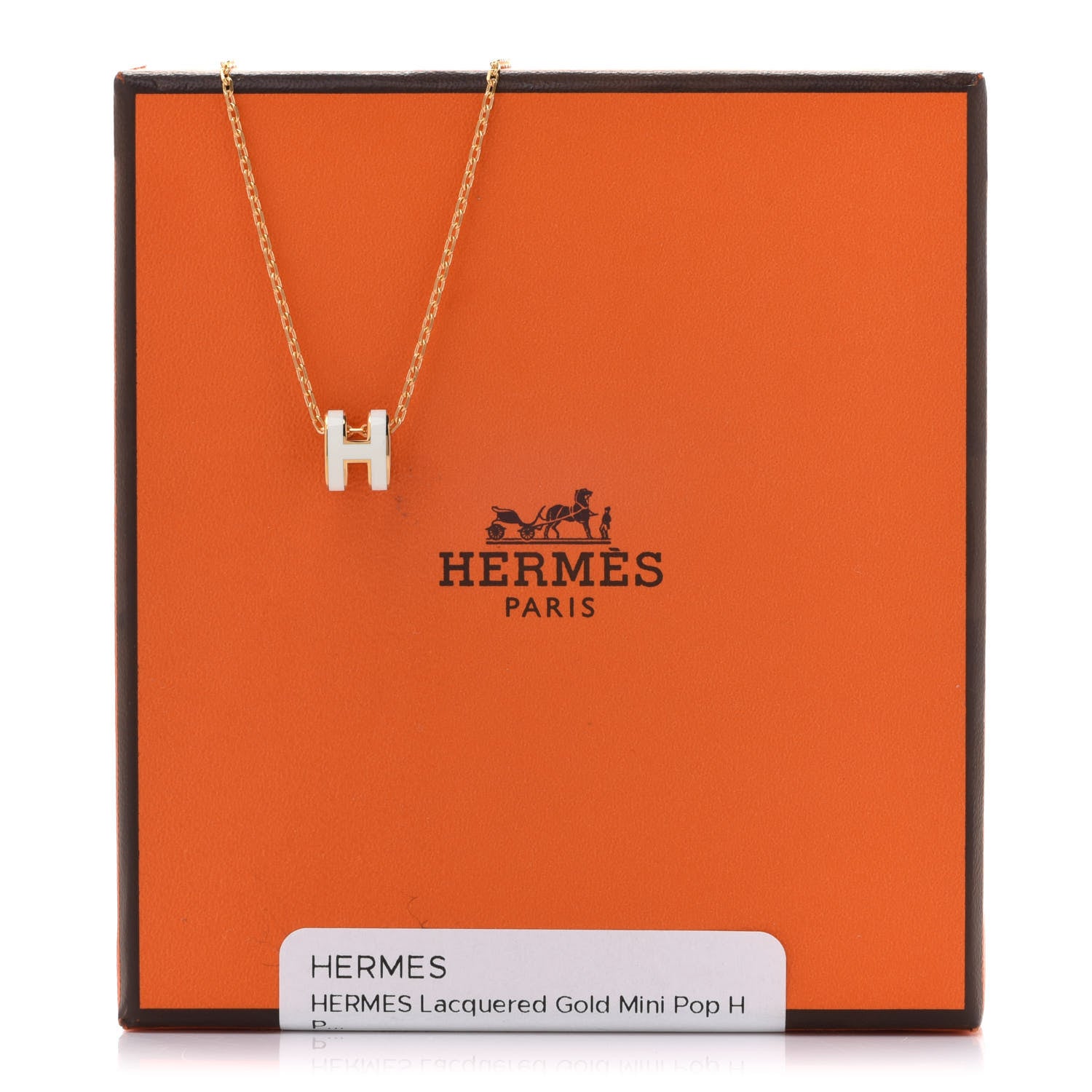 Hermes Lacquered Gold Mini Pop H Pendant Necklace White 7 of 7