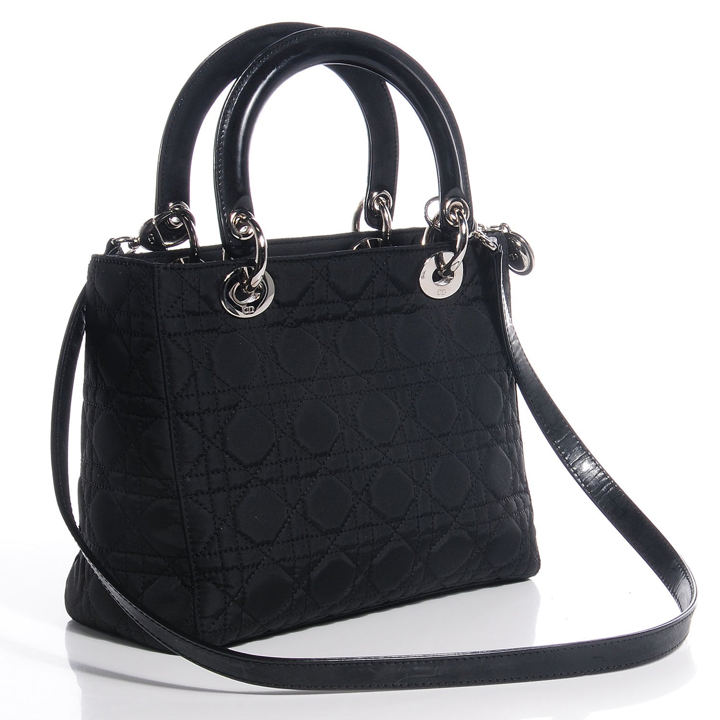 Nylon Cannage Medium Lady Dior Black