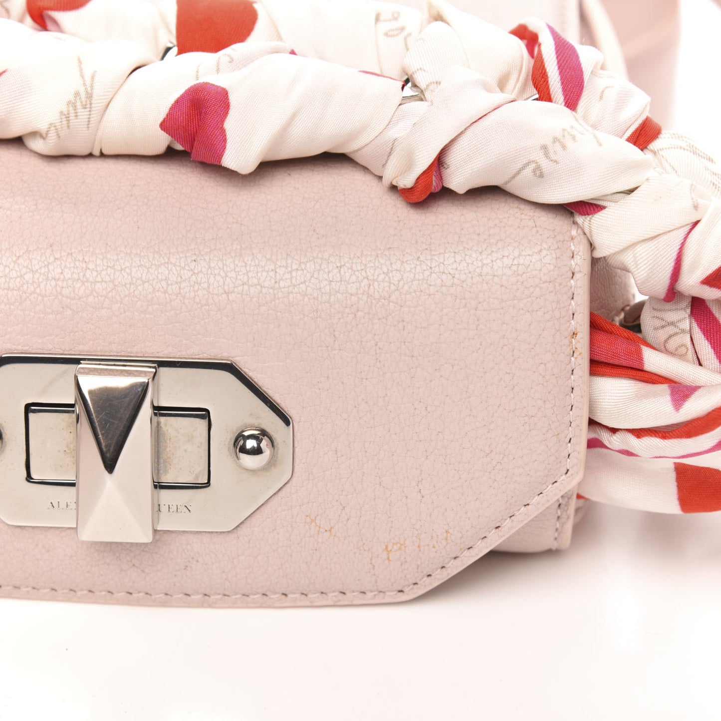 Calfskin Silk Scarf Box Shoulder Bag 16 Baby Pink Ivory