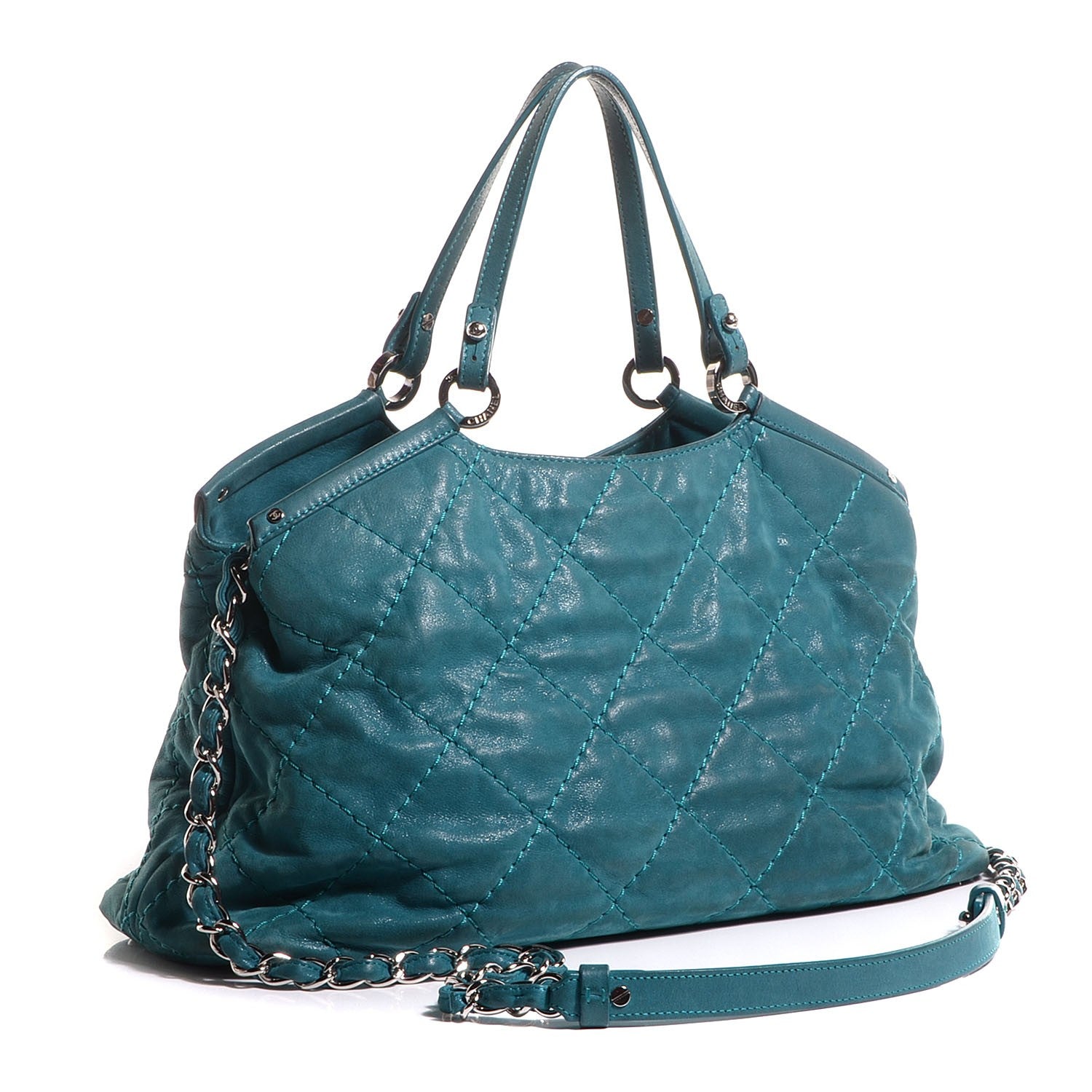 Chanel Iridescent Calfskin Quilted Small Sea Hit Turquoise 3 of 7