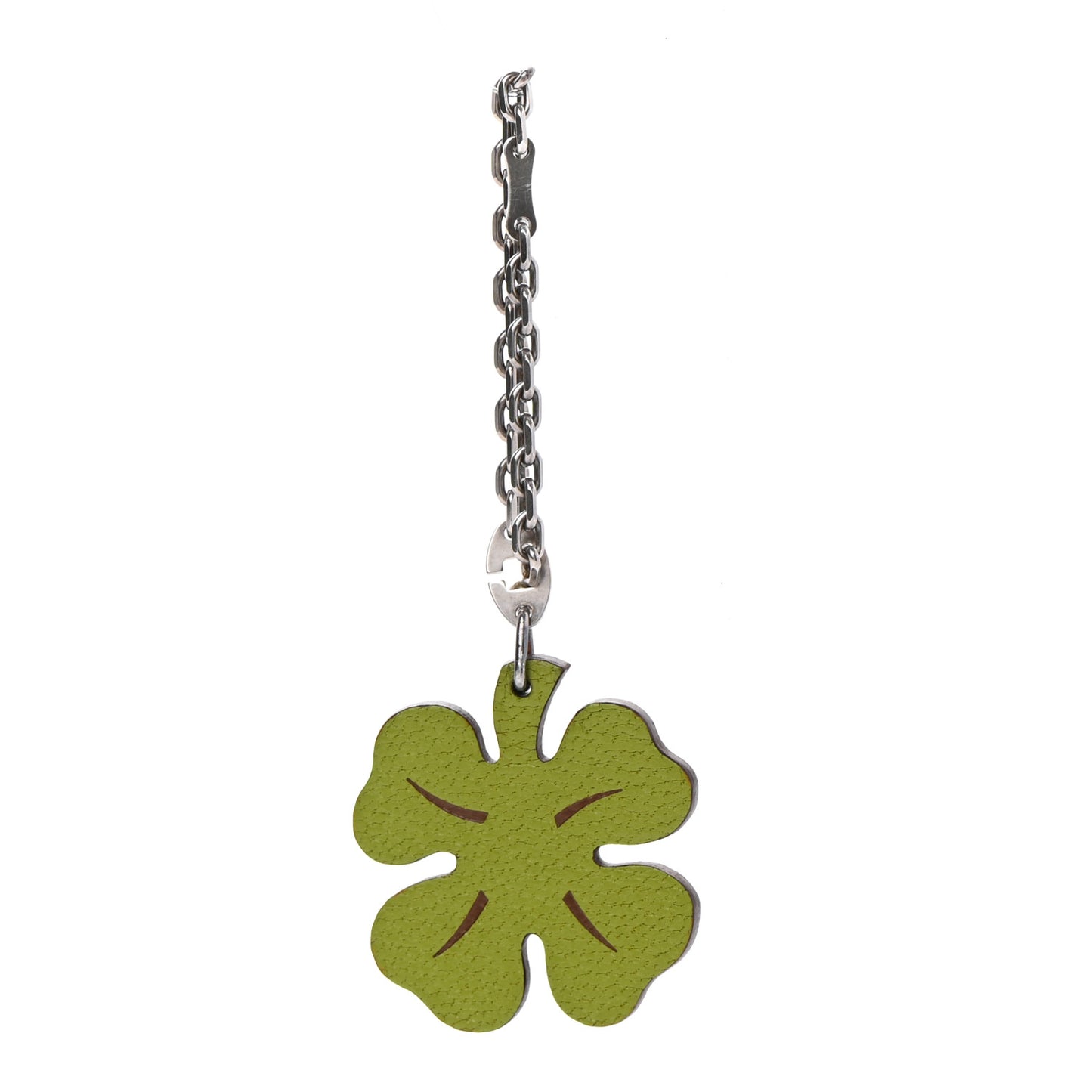 Chevre Mysore Lucky Clover Key Chain Bag Charm Vert Anis Orange