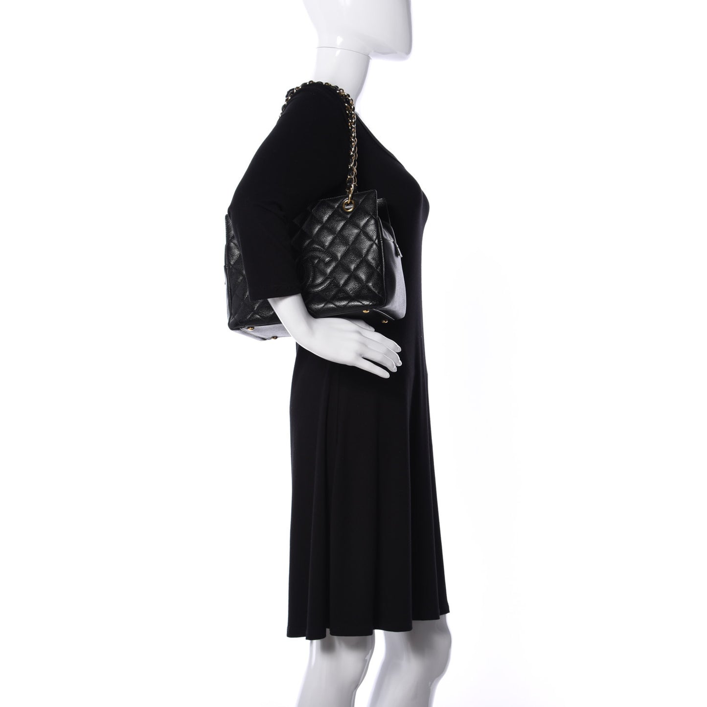 Caviar Quilted Petit Timeless Tote PTT Black