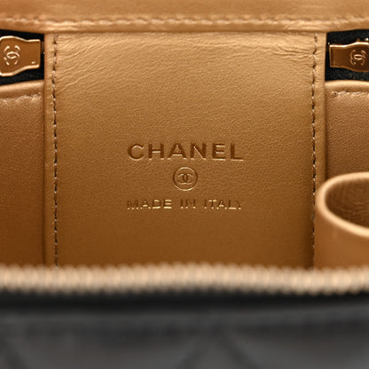 Chanel Lambskin Quilted Mini Pearl Crush Vanity Case With Chain Black 6 of 10